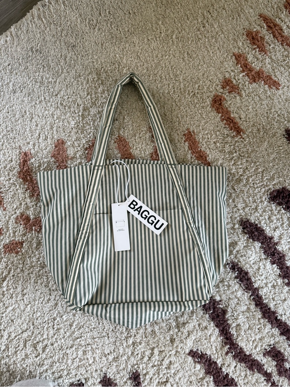 BAGGU Standard Cloud Bag tote - Sage Stripe color (retired)